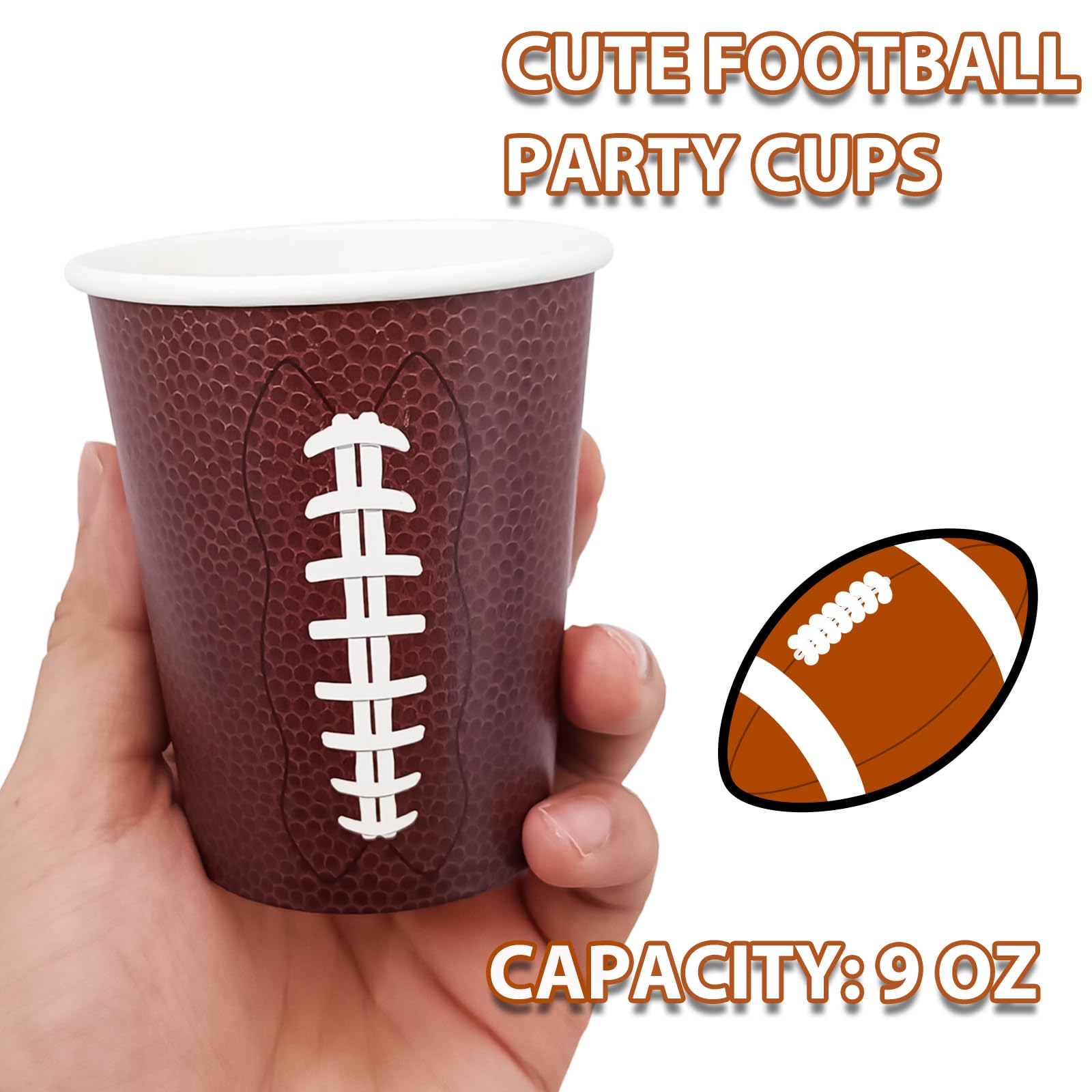 EaciTown Football Beverage Cups - 30 Count, Game Day & Party Cups with Football Design