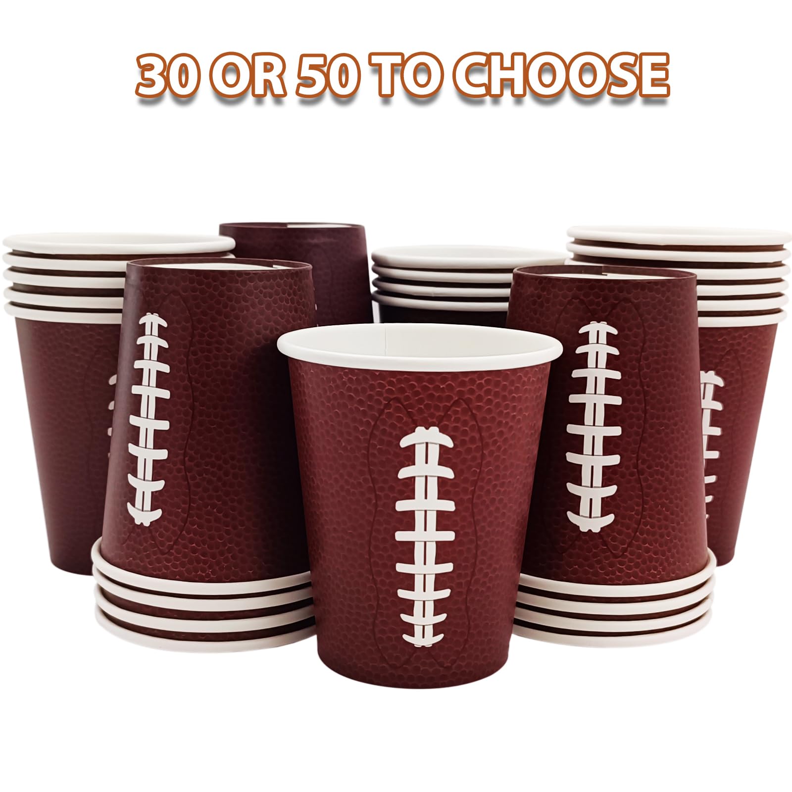 EaciTown Football Beverage Cups - 30 Count, Game Day & Party Cups with Football Design
