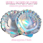 EaciTown 20 Pcs Mermaid Party Plates – Iridescent Shell Paper Plates for Mermaid-Themed Parties
