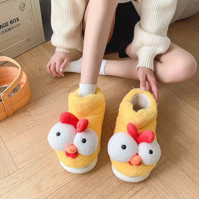 Cute Chick Cotton Slippers Women Winter New Home Indoor