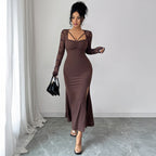 Women's Solid-Color Elegant And Sexy Lace Bodycon Dress