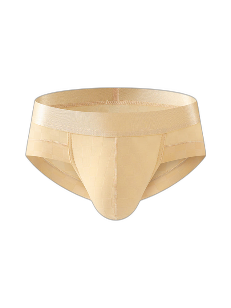3 Pack Men's Cooling Silktech Briefs - U-Pouch Design & Checkered Antibacterial Lining