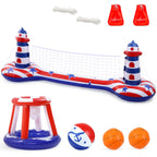 EagleStone Inflatable Pool Game Set – Volleyball Net & Basketball Hoop, Heavy-Duty PVC, Family Pool Party Essentials