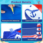 EagleStone Inflatable Pool Game Set – Volleyball Net & Basketball Hoop, Heavy-Duty PVC, Family Pool Party Essentials