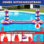 EagleStone Inflatable Pool Game Set – Volleyball Net & Basketball Hoop, Heavy-Duty PVC, Family Pool Party Essentials