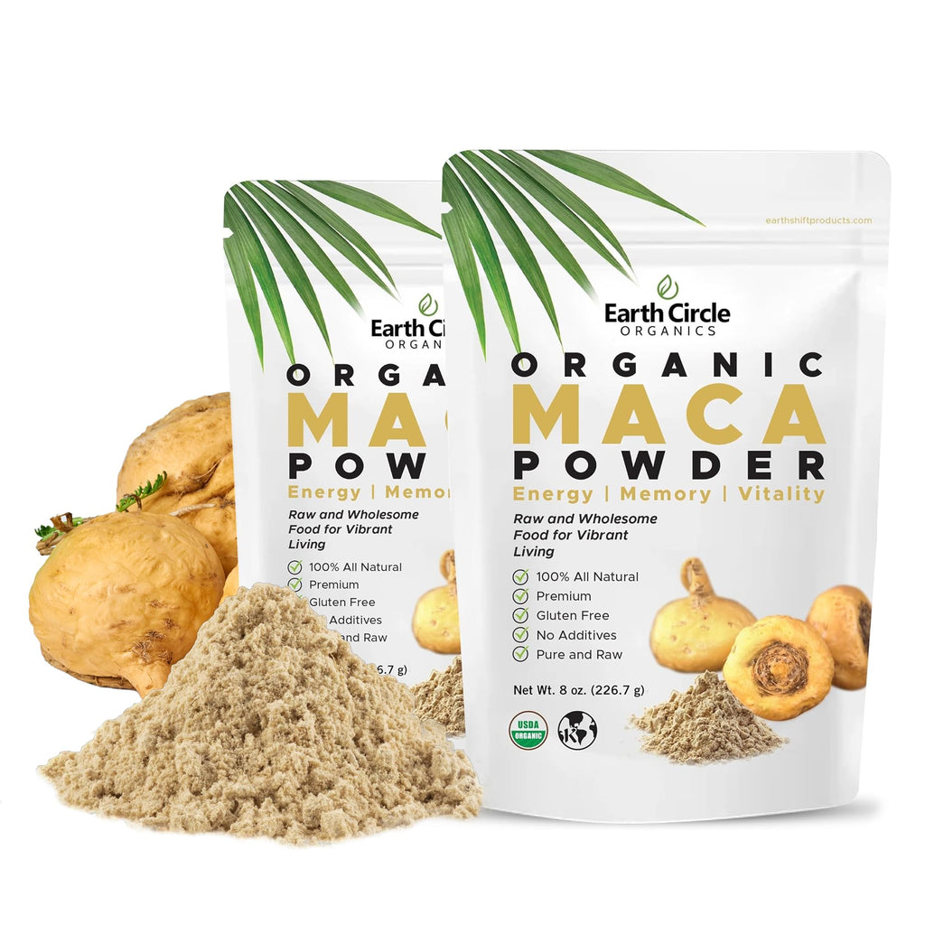 Earth Circle Organics Gelbes Maca-Wurzelpulver – Natürliches Superfood, Vegan, 227 g (2er-Pack)
