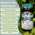 EarthFirst Organic Once Daily Multivitamin for Women 50+ - Bone, Energy & Heart Health (60 Count)
