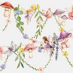 Easy Joy Fairy Mushroom Banner – Wildflower Paper Garland for Wall Decor | Boho Backdrop for Weddings, Baby Showers & Parties