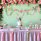 Easy Joy Fairy Mushroom Banner – Wildflower Paper Garland for Wall Decor | Boho Backdrop for Weddings, Baby Showers & Parties