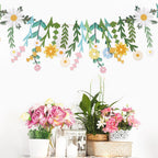 Easy Joy Daisy Flower Banner - Wildflower Paper Garland for Wall Decor and Boho Party Backdrops
