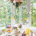 Easy Joy Daisy Flower Banner - Wildflower Paper Garland for Wall Decor and Boho Party Backdrops