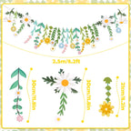 Easy Joy Daisy Flower Banner - Wildflower Paper Garland for Wall Decor and Boho Party Backdrops