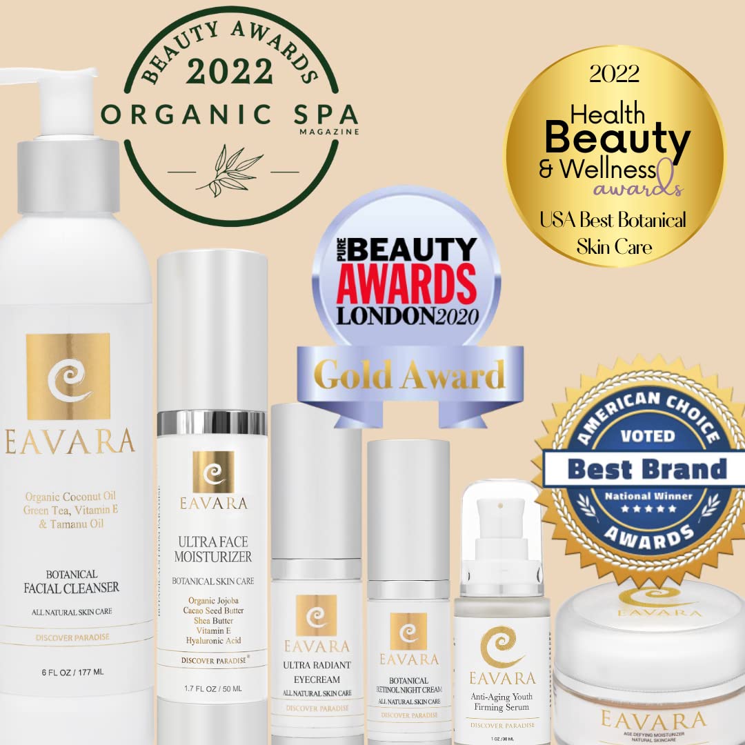 Eavara Organic Anti Aging Eye Cream for Dark Circles & Puffiness – Hyaluronic Acid, Jojoba Oil, Aloe Vera, 1.0 oz