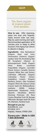 Eavara Organic Anti Aging Eye Cream for Dark Circles & Puffiness – Hyaluronic Acid, Jojoba Oil, Aloe Vera, 1.0 oz
