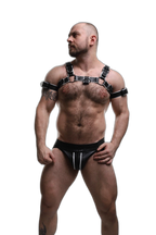 ruff GEAR Double Tone Leather Bulldog Harness White Black