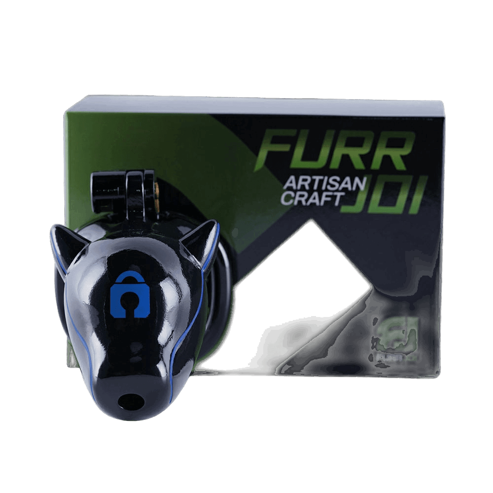 Furjoi Drone Hood Chastity Cage Blue