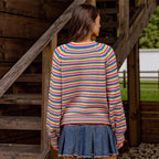 Rainbow-striped Knitted Vintage Crewneck Sweater