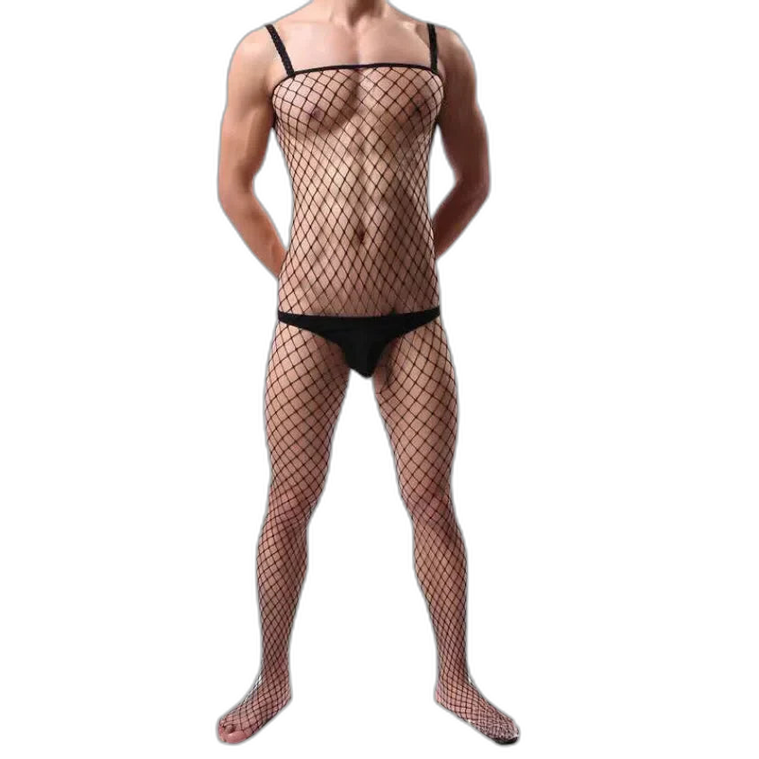 'Show It All' Mens Fishnet Bodysuit