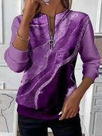 Women's Casual Christmas-Print Raglan Sweatshirt