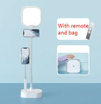 Mobile Phone Holder Retractable Wireless Live Broadcast Stand With Wireless Dimmable LED Beauty Fill Light