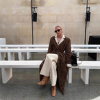 European And American Style Women's Clothing Double-button Jacket Lapel Trench Coat