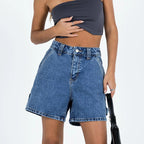 Street-style Washed Workwear Women's Denim Straight-leg Shorts