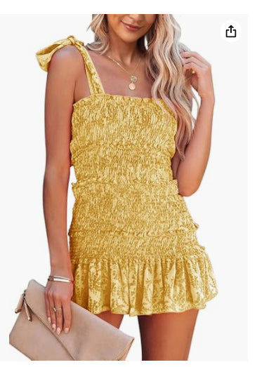 European And American Fold Ruffled Tied Dress