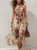 Printed Halterneck Dress Women