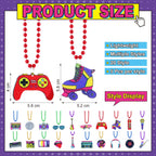 Ecally 100 Pcs 80s Beaded Necklaces – Neon Glow Disco Party Decor & Favors