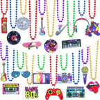 Ecally 100 Pcs 80s Beaded Necklaces – Neon Glow Disco Party Decor & Favors