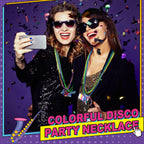 Ecally 100 Pcs 80s Beaded Necklaces – Neon Glow Disco Party Decor & Favors