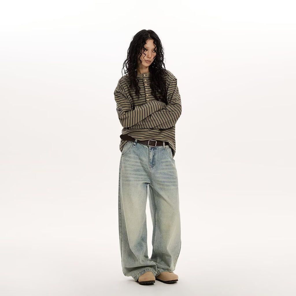 Women's Cotton Simple Loose Casual Striped Long-Sleeve Top