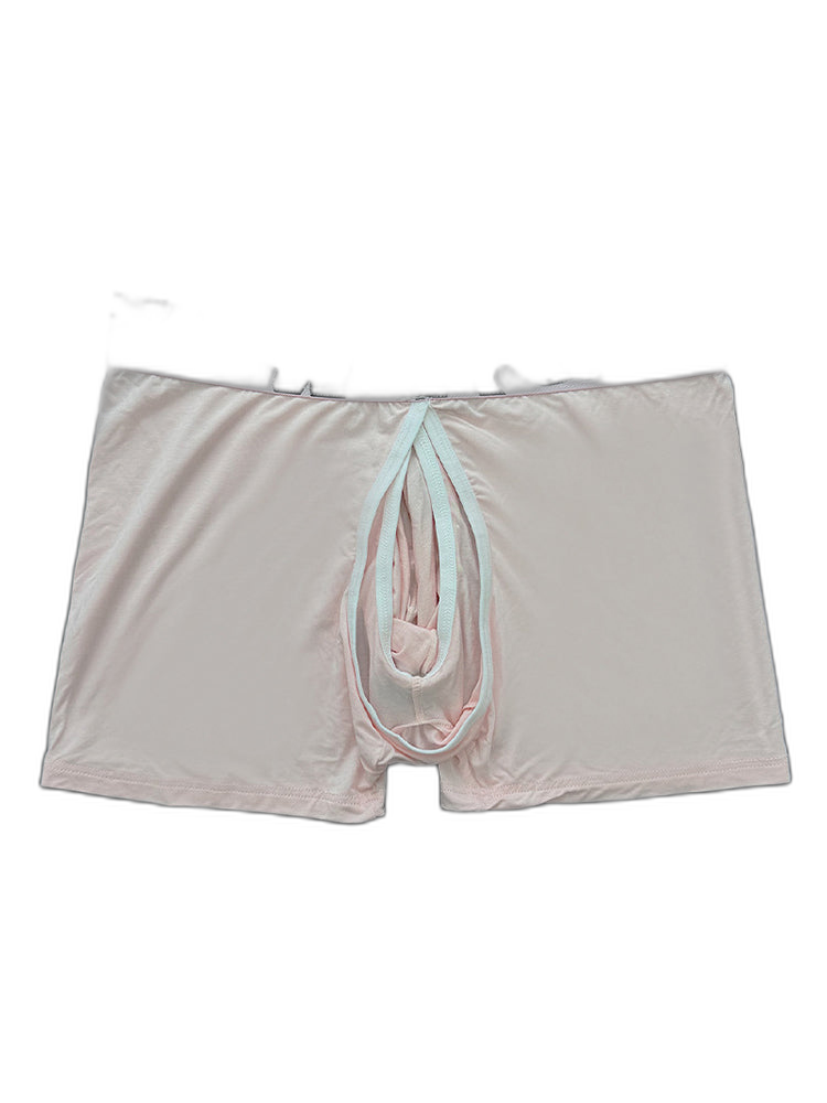 Men's Detachable Pouch Easy-Access Open Fly Modal Split-Crotch Boxers Briefs