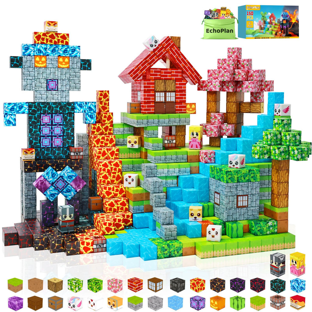 EchoPlan 150PCS Magnetic Blocks - Large 1-Inch Magnetic Building Toys for Kids Aged 3-10 | STEM & Sensory Play