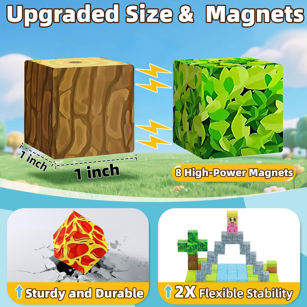 EchoPlan 150PCS Magnetic Blocks - Large 1-Inch Magnetic Building Toys for Kids Aged 3-10 | STEM & Sensory Play