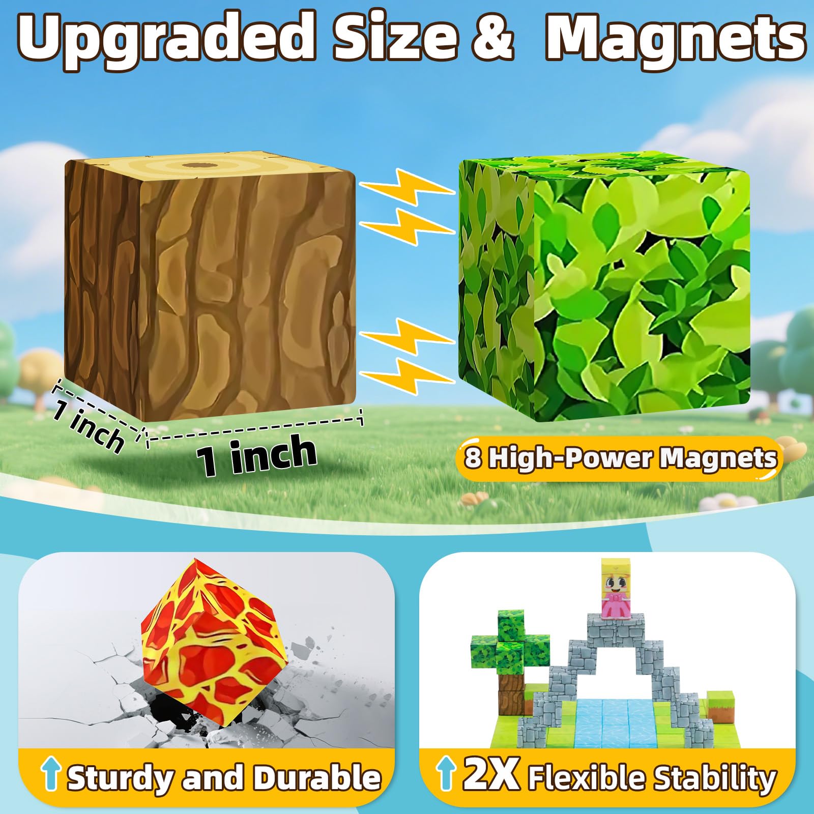 EchoPlan 150PCS Magnetic Blocks - Large 1-Inch Magnetic Building Toys for Kids Aged 3-10 | STEM & Sensory Play