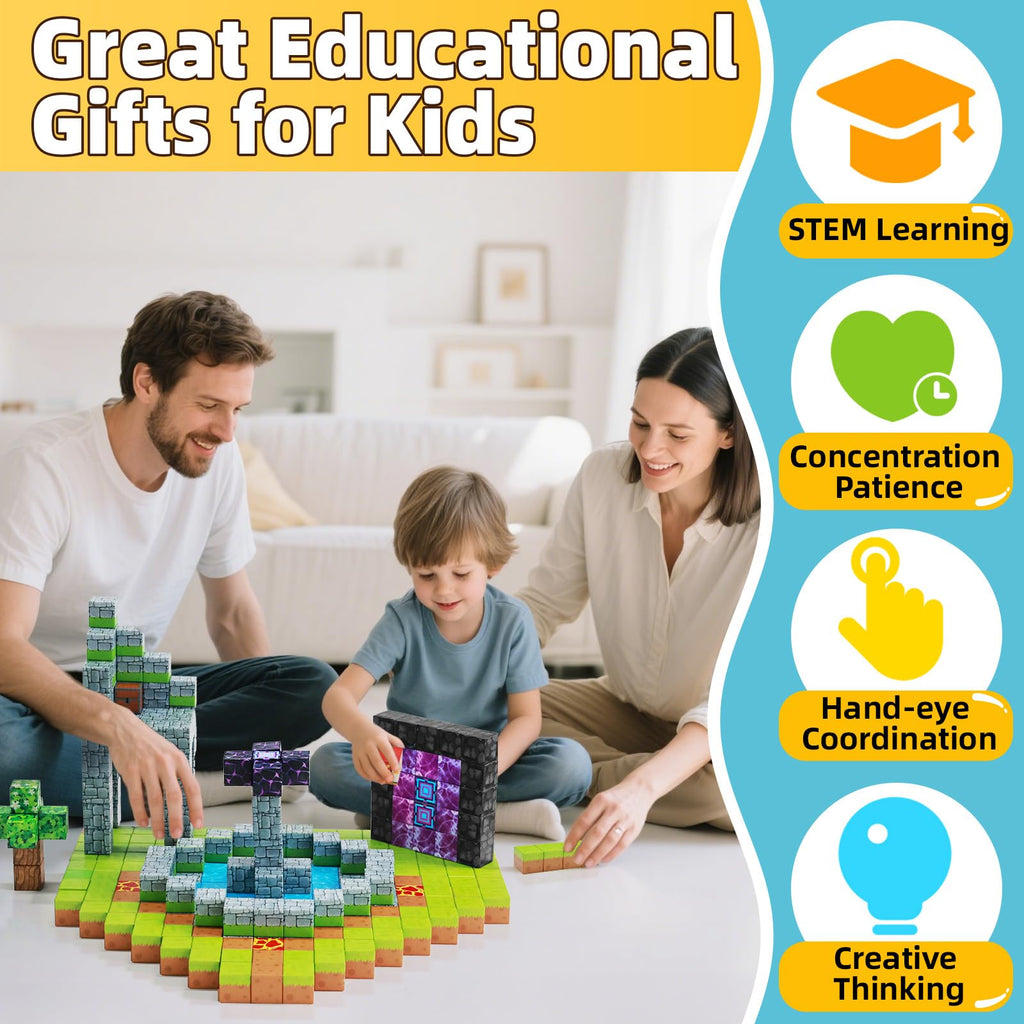EchoPlan 150PCS Magnetic Blocks - Large 1-Inch Magnetic Building Toys for Kids Aged 3-10 | STEM & Sensory Play