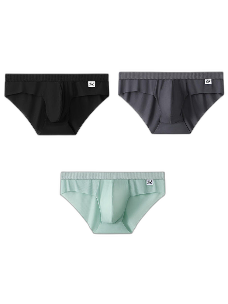 3 Pack Men's Ultra-Thin Breathable Ribbed Ice Silk Briefs