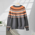 Contrast Color Single-breasted Long Sleeve Knitted Cardigan