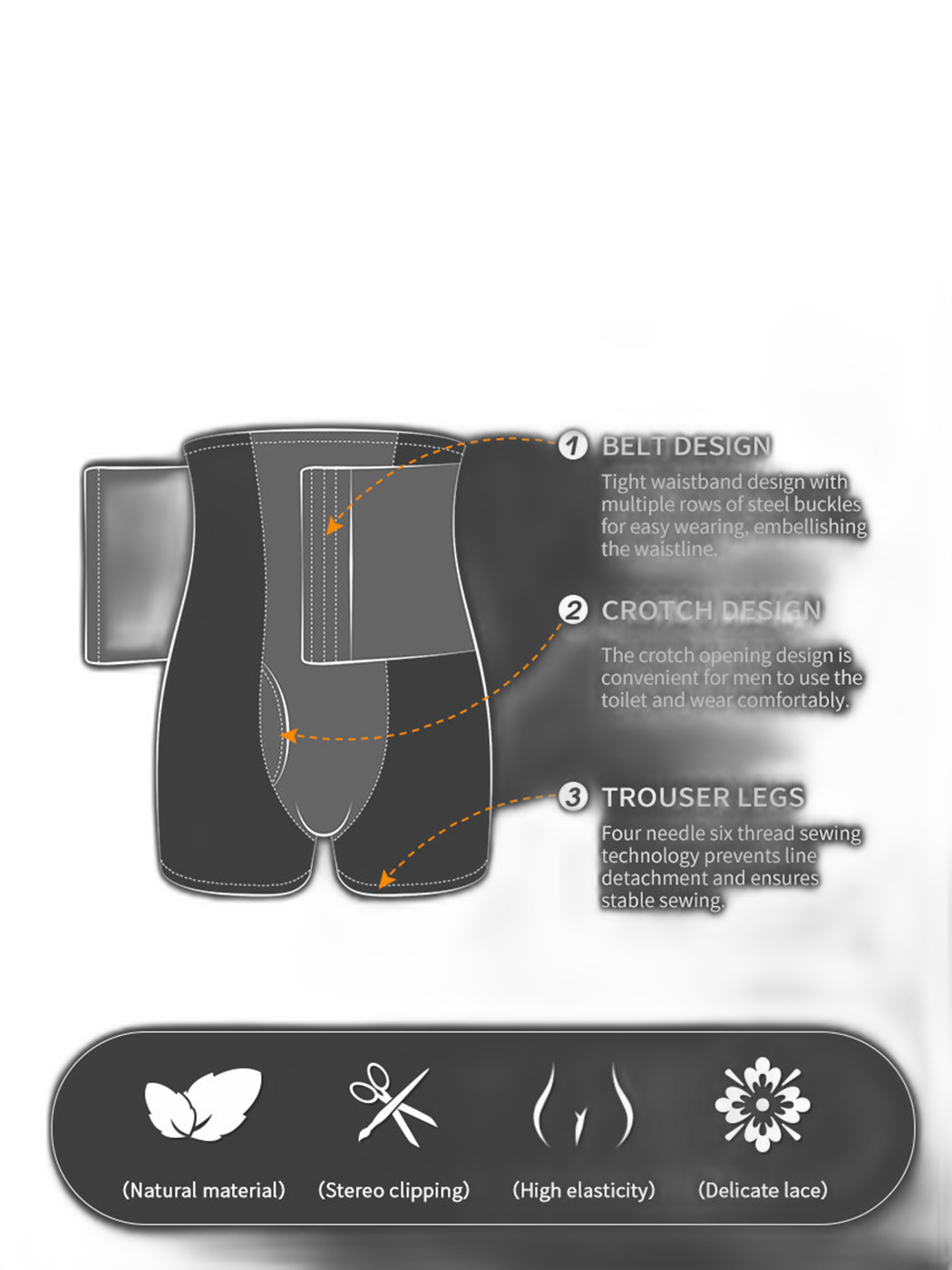 Men's Tummy Control Boxer Briefs with Open Fly