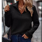 New Solid Color Half Zipper Stand Up Collar Women's Hoodie