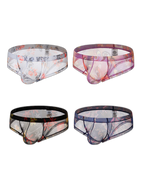 4-pack Men's Lace Print Sheer Mesh Bohemian Boxer Briefs