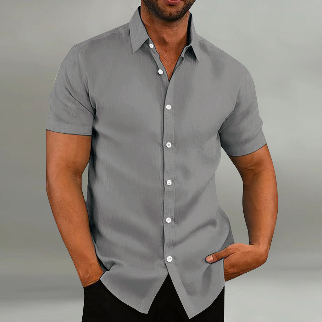 Men's Vintage Cotton Linen Casual Loose Short Sleeves Shirt