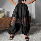 Women's Loose-Fit Lace-Panel Jogger Pants