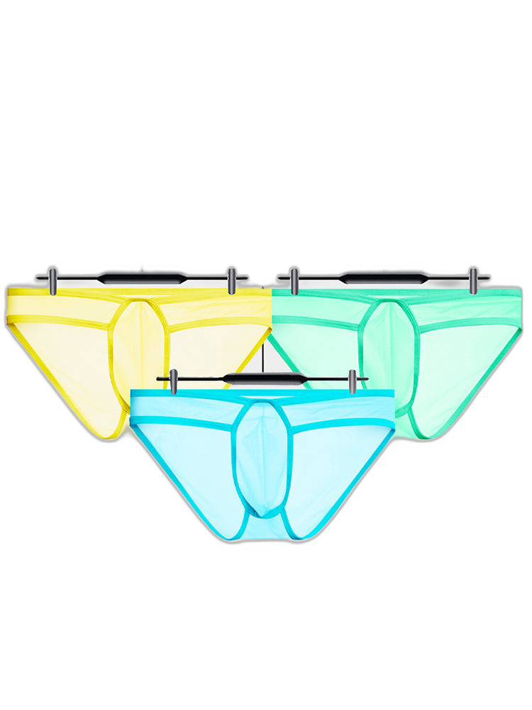 2 Pack Men's Ice Silk Breathable Sexy Low-Rise Anti-Odor Briefs