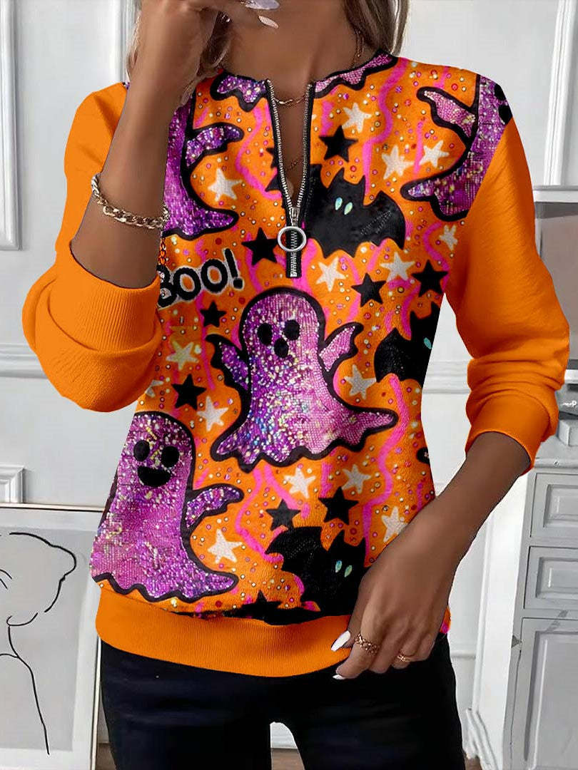 Women's Casual Christmas-Print Raglan Sweatshirt