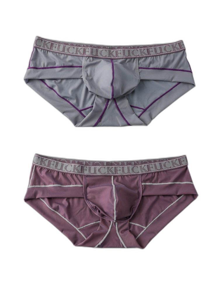 2 Pack Men's Ice-Silk Stretch Sports Briefs with 3D Pouch