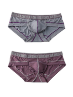 2 Pack Men's Ice-Silk Stretch Sports Briefs with 3D Pouch