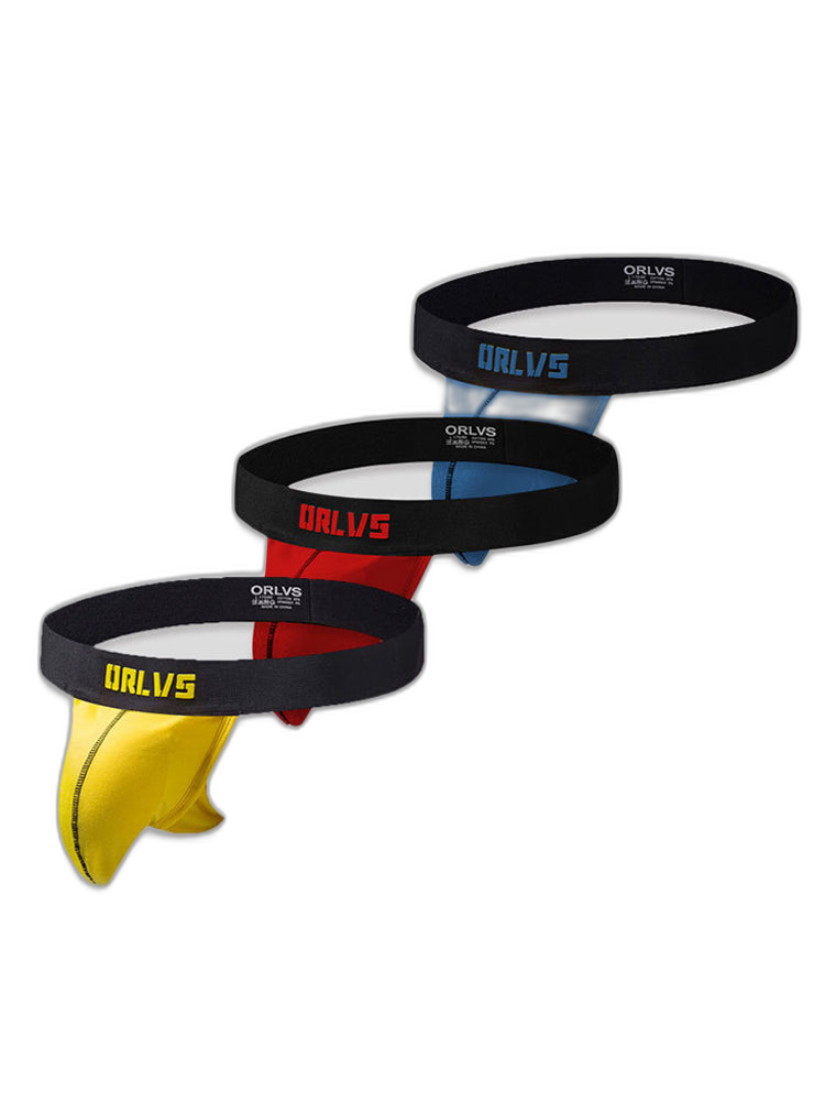3 Pack Low-Cut Cotton Men's Thong with Enhanced Pouch