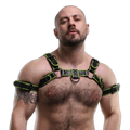 ruff GEAR Leather Bulldog Reflector Harness Black Neon Yellow
